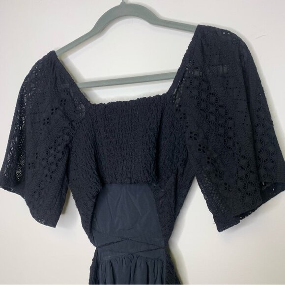 SALT WATER LUXE Black Eyelet Boho Chic Nova Mini Dress Size XS - Picture 6 of 14